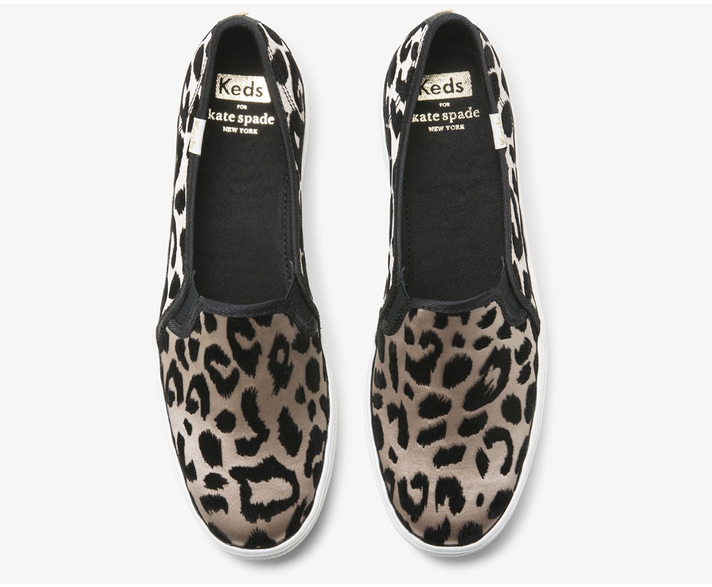 Keds Slip Ons Damen Leopard - Kate Spade New York Triple Decker Flocked Leopard - XQR-964812